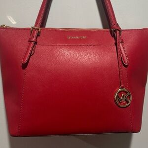 Michael Kors Ciara Large Leather Tote Scarlet 
EUC